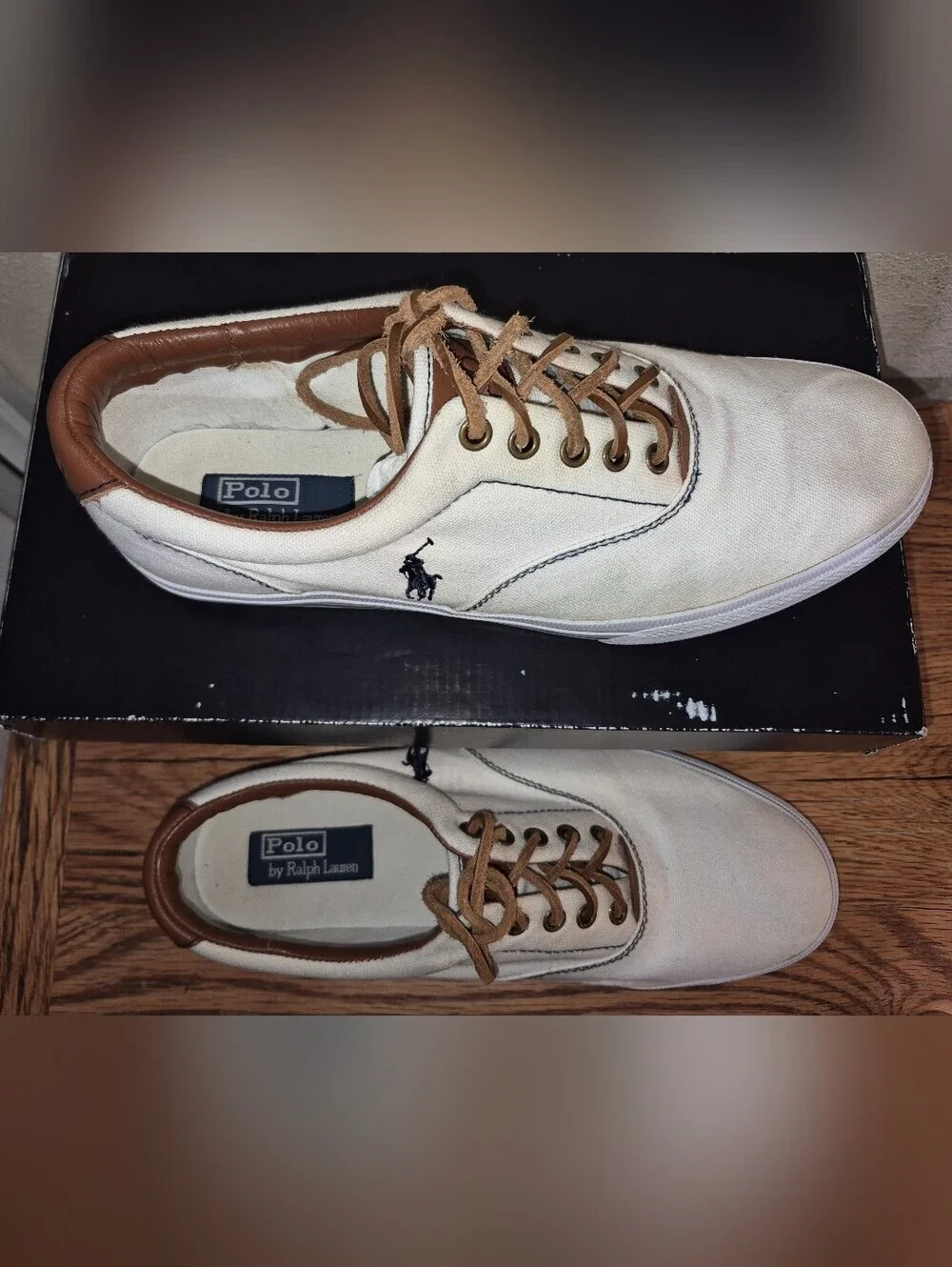 Polo Ralph Lauren Mens Shoes 10.5D Vaughn Athletic Soft White Leather Sneakers
